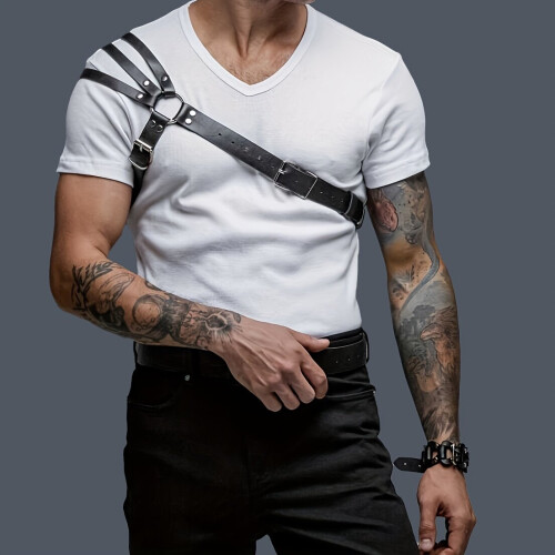 1pc PU Leather Suspender Decorative Leather Harness For Gothic Performance For Men 1