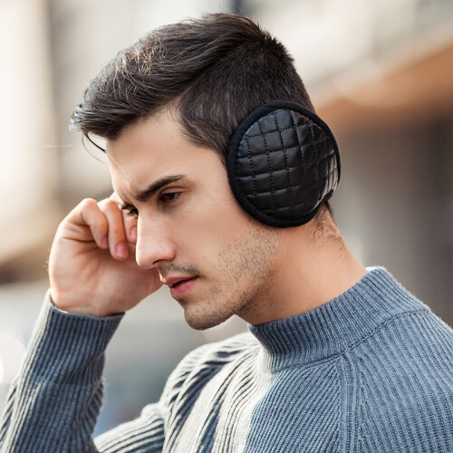 Mens Winter Warm Plaid Boho Earmuffs 1