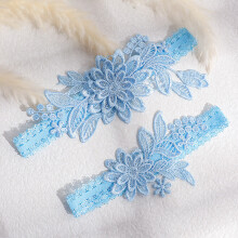2 Pcs Combination Bridal Garter Belt Flower Light Leg Ring Elastic Non slip Leg Ring