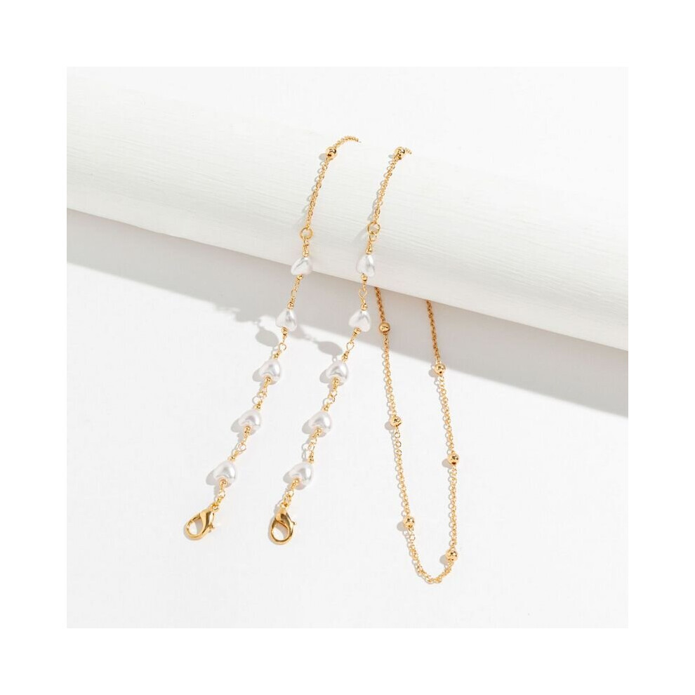 Beaded Glasses Chain Irregular Pearl Mask Chain Oval Pentagram Glasses Holder Necklace