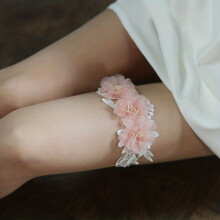 Pink Flower Elastic Garter Belt Bridal Legs Straps For Dance Performance And Wedding Party Womens Decoration
