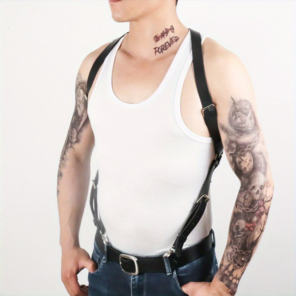 Mens Erotic Prop Punk Shoulder Harness PU Leather Adjustable Belt For Cosplay Party Costume
