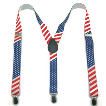 Suit Shirt Suspender American Flag Pattern Clip On Holder Elastic Band Y shaped Belt For Men