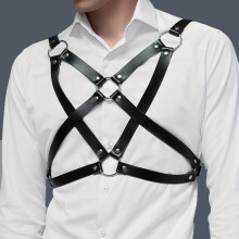 Mens PU Leather Suspenders Gothic Belt Adjustable Body Chest Belt For Costume Club