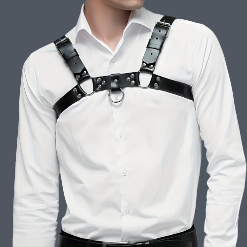 Mens Stage Performance Gothic Leather Suspenders