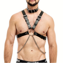 Mens Punk Gothic Style PU Leather Suspenders Belt For Costume Party Club
