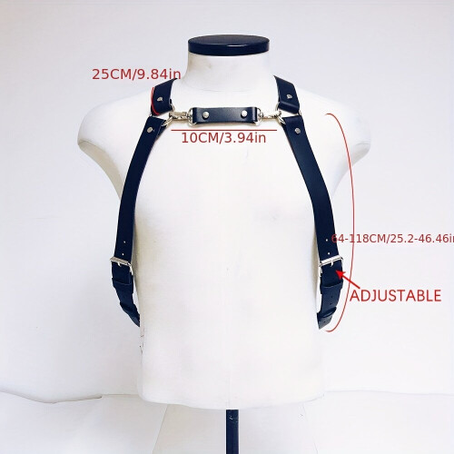 Mens PU Leather O Shaped Ring Harness Belt Adjustable Bondage Decor Belt 2