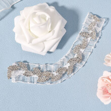 Rhinestone Leaf Lace Wedding Bridal Garter Flower Lace Led Belt Bride Stretch Garter Costume For Women And Girls