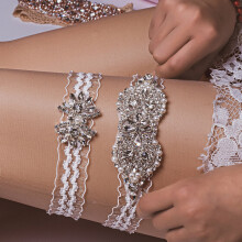 2pcs Bridal Sock Strap Rhinestone Applique Party Leg Ring Non slip Wedding Lace Garter