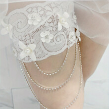 Wide Lace Garter Belt Non slip Floral Faux Pearl Legs Band Elastic Legs Straps Bridal Wedding Accessories
