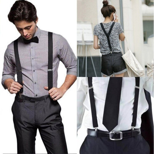 1pc Mens Adjustable Solid Suspender Y Back Elastic Braces 1