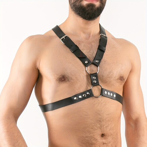 Mens PU Leather Shoulder Strap Suspender Bondage Chest Strap Performance Accessories 1
