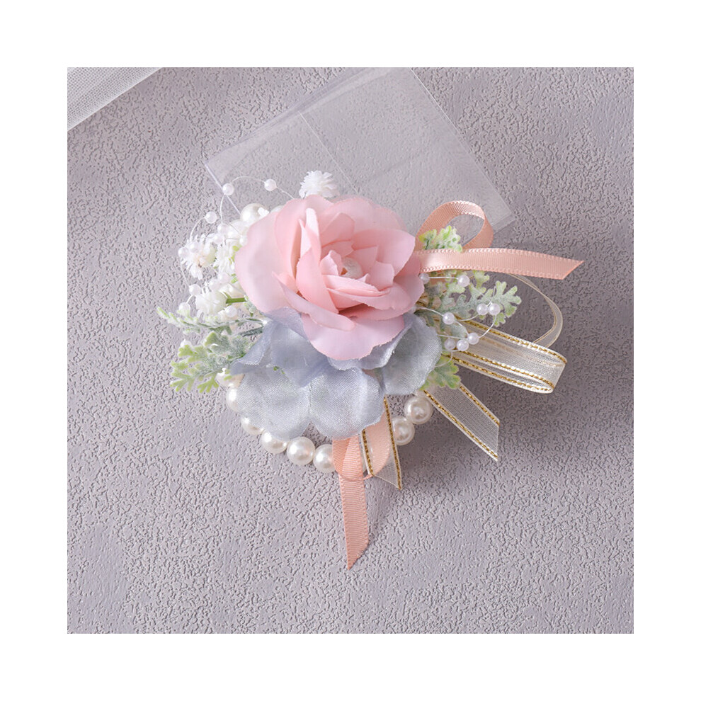 Girls Bridesmaid Wrist Flowers Faux Pearl Bracelet Wedding Prom Party Fabric Hand Flowers Bracelet Wedding Supply Accessories Wrist Corsage Shoulder C-image-OPC-PC7N5V2-NEW