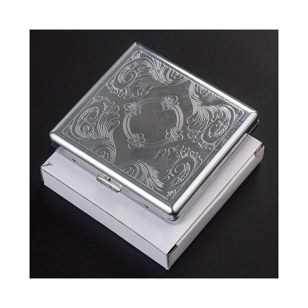 20pcs Metal Cigarette Box Stainless Steel Embossed Portable Anti pressure Cigarette Box Mens Rough Tobacco Storage Box