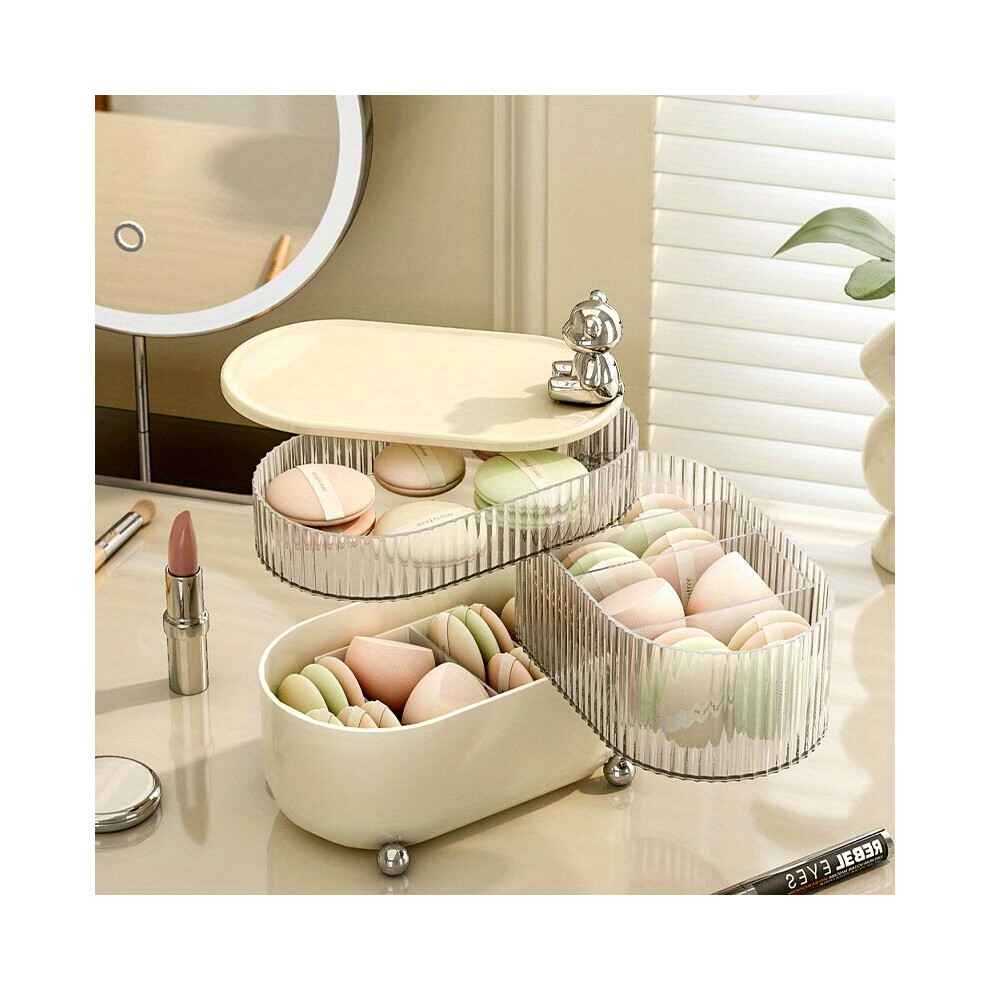 1pc 360 Rotating Multifunctional Desktop Storage Box Dustproof layer Transparent Lipstick Beauty Makeup Jewelry Dressing Table Storage Rack Bracelet N-image-OPC-PC7N7N2-NEW