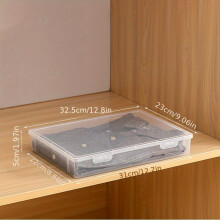 1pc Wardrobe Home Separate Storage Box Shirt Wrinkle resistant Storage Box Transparent Plastic Storage Box Dust proof Shirt Plastic Storage Box