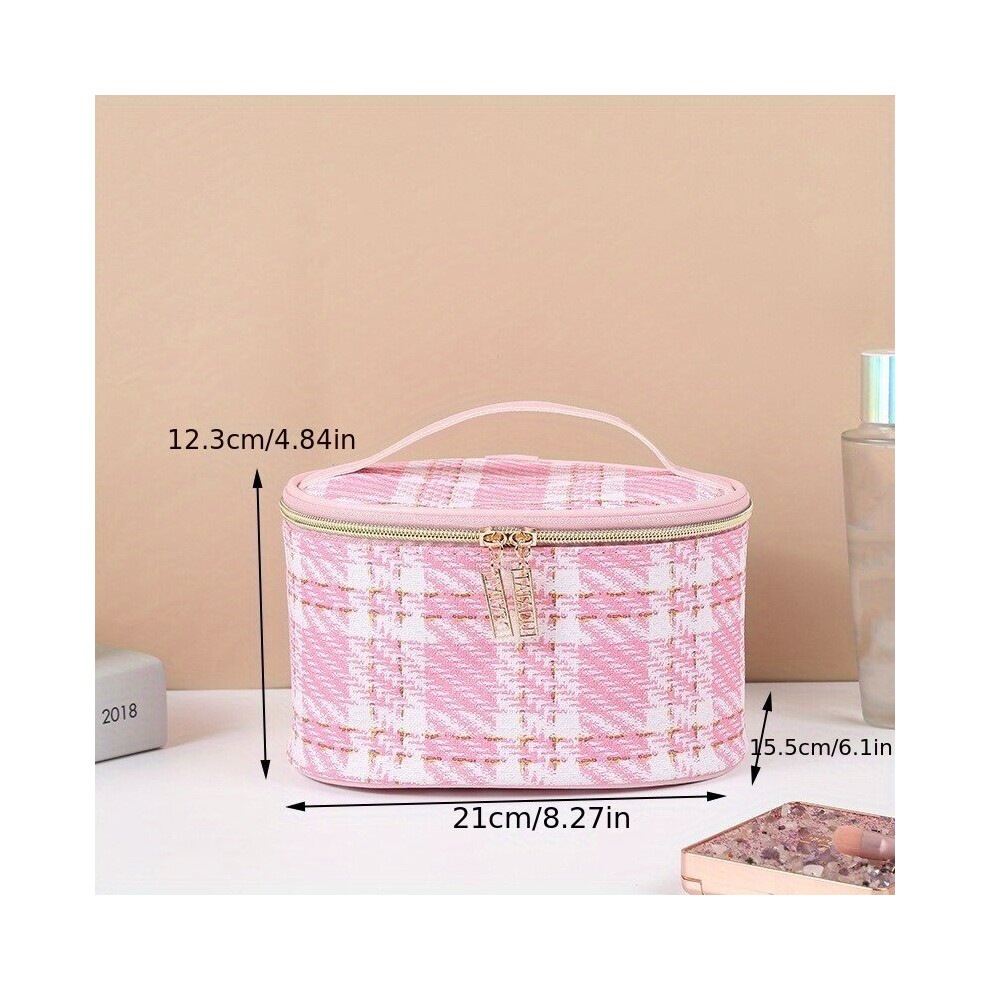 Red 1Pc Small Fragrant Wind Oval Makeup Bag Net Large Capacity Handheld Toiletries Bag Portable Cosmetics Storage Bag