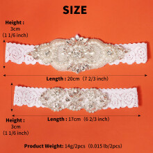 Wedding Garters For Bride Lace Bridal Garter Set With Clear Rhinestones Crystal Faux Pearl 2pcs set