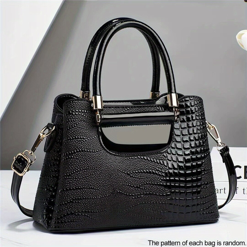 Crocodile Pattern Handbag Womens PU Satchel Purse Top Handle Crossbody Bag-image-OPC-PC7NCCF-NEW