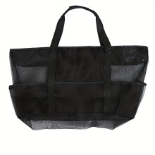 Pocket Mesh Beach Bag Large Capacity Bathing Handbags Portable Hollow Out Bag For Travel & Swimming