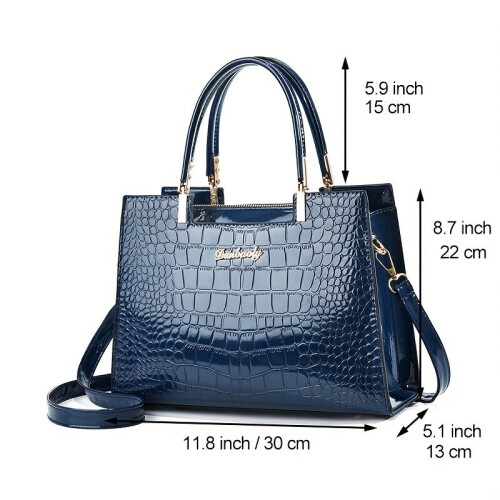 Crocodile Embossed Handbags Double Handle Tote Bag Womens Crossbody Bag For Work 2