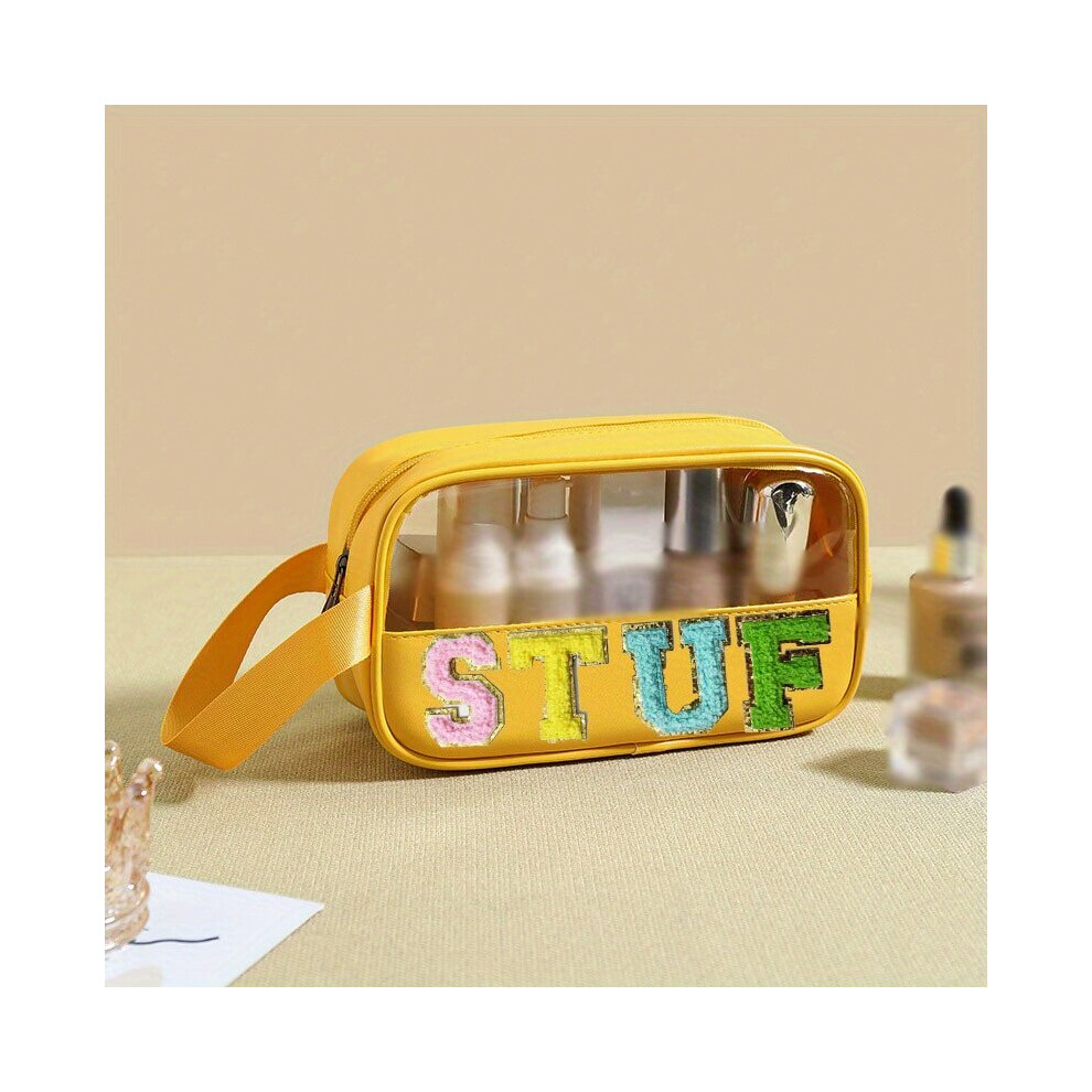 Transparent Letter Patch Comestic Bag Waterproof PVC Makeup Pouch Womens Portable Toiletry Bag & Travel Accessories