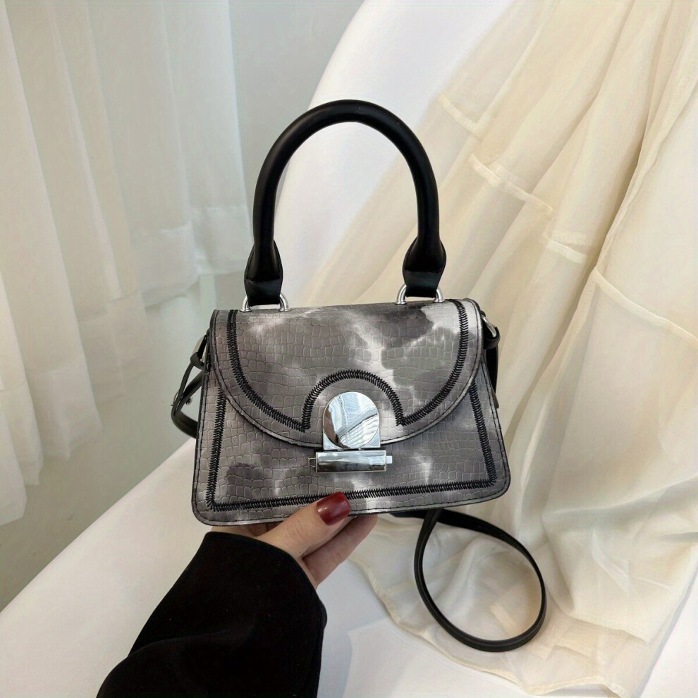 Mini Stone Pattern Top Handle Crossbody Bag PU Leather Textured Bag Purse Classic Versatile Shoulder Bag-image-OPC-PC7NDXC-NEW