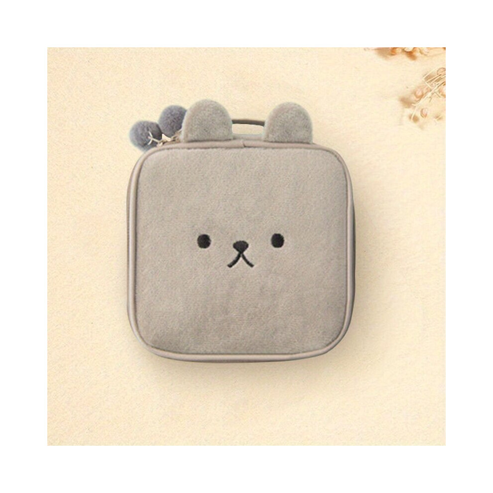Multicoloured Plush Cartoon Cosmetic Bag Makeup Brush Storage Bag Portable Travel Toiletry Bag With Handle