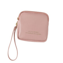 Portable Waterproof Square Pouch Solid Zipper Carry On Bag Versatile Sanitary Napkin Bag