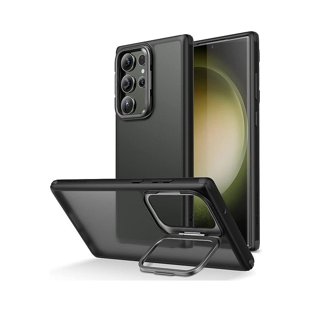 Samsung S23 Ultra Case  Black , Adjustable Built-in Camera Ring Stand.