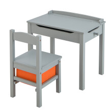 Kids Table and Chair Set Wooden Flip Top Study Desk w / Chair & Drawer