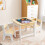 Casart Kid's Table & Chairs Set with Double-sized Tabletop 2 Chairs & Storage 11