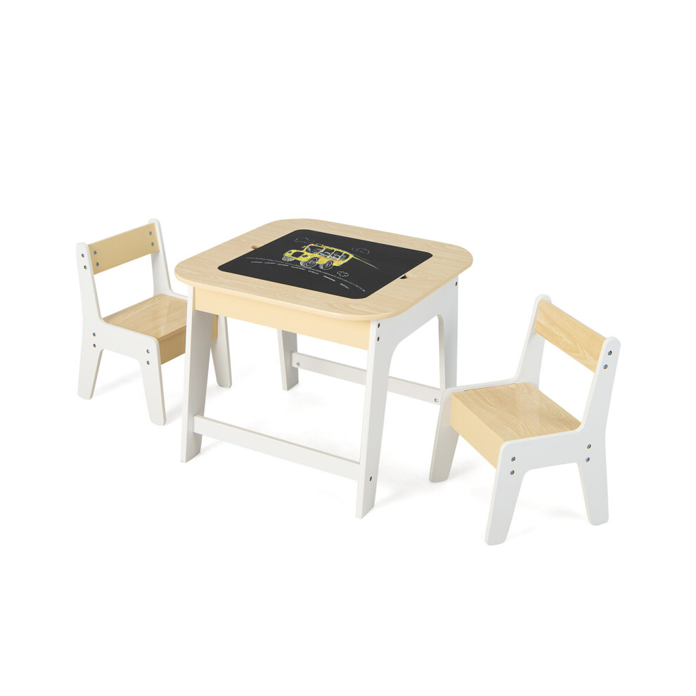Casart Kid's Table & Chairs Set With Double-Sized Tabletop 2 Chairs & Storage Not,Specified