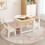 Casart Kid's Table & Chairs Set with Double-sized Tabletop 2 Chairs & Storage 10