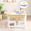 Casart Kid's Table & Chairs Set with Double-sized Tabletop 2 Chairs & Storage 5
