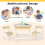 Casart Kid's Table & Chairs Set with Double-sized Tabletop 2 Chairs & Storage 3