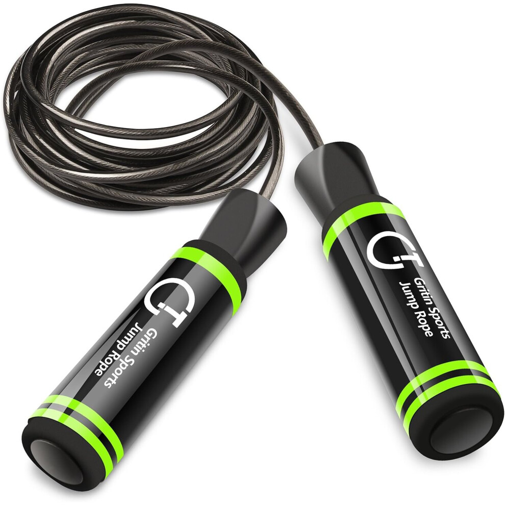 Gritin Speed Jump Rope Soft Memory Foam Handle Tangle Adjustable Rope&Rapid Ball Bearings Fitness Workouts Fat Burning Exercises Boxing Adults Kids 