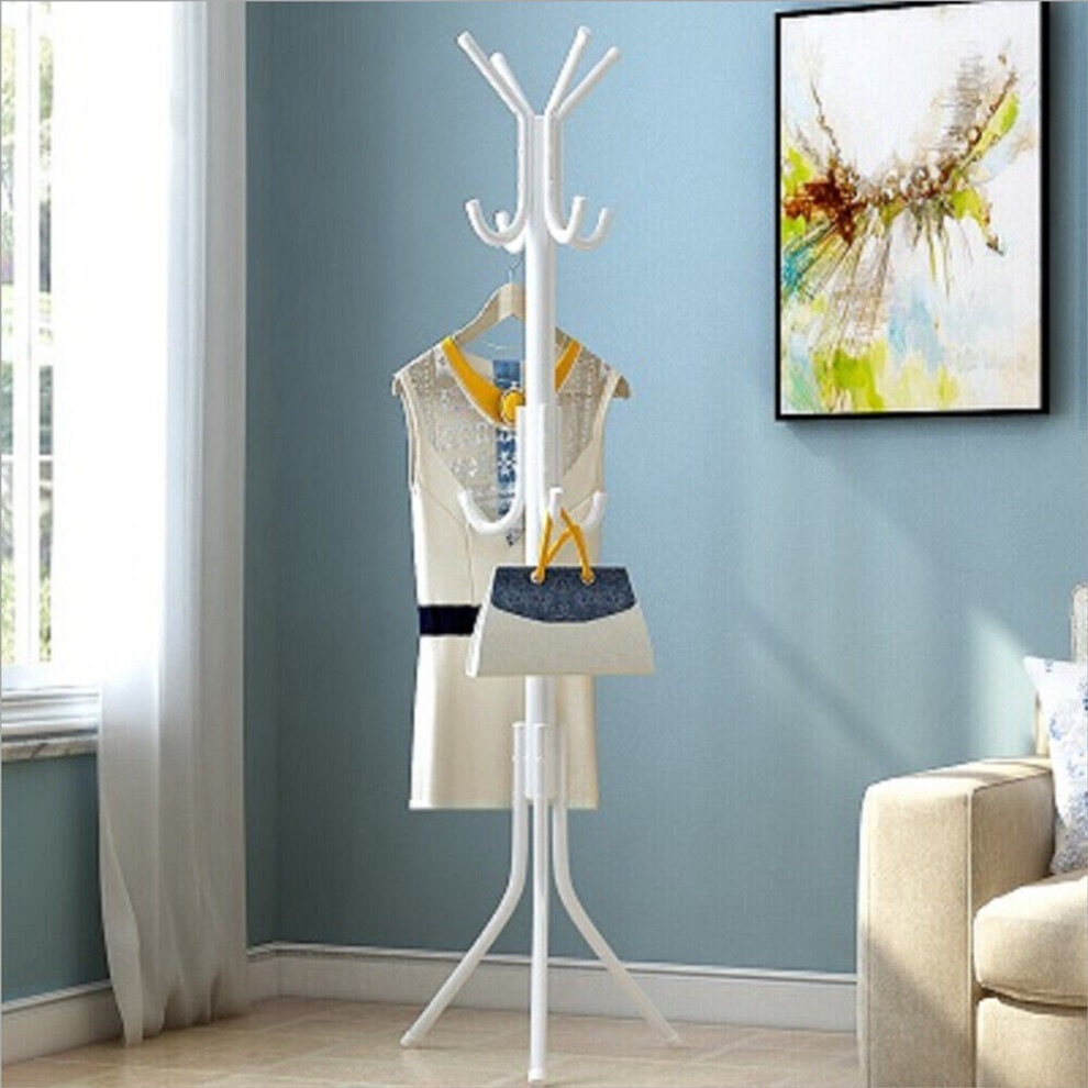181CM White Coat Stand Coat Hat Jacket Umbrella Floor Standing Rack