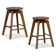 62cm Backless Bar Stool Set of 2  360 Swivel CounterHeight Wood Chairs