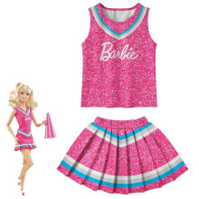 (B, 140/7-8 Years) Girls Ladies Cheerleader Costume Barbie Tops Pleated Skirt Uniform Outfits