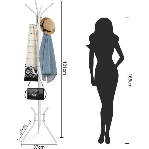 181CM White Coat Stand Coat Hat Jacket Umbrella Floor Standing Rack 1