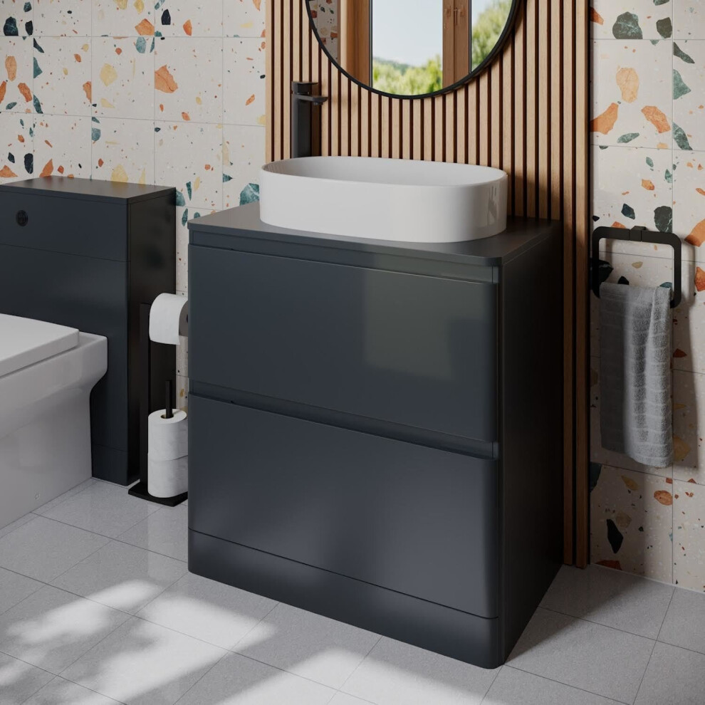 Regis Forma Anthracite Grey Freestanding Vanity Unit & Affine Lorient Countertop Basin 800mm-image-OPC-PC7PSZX-NEW