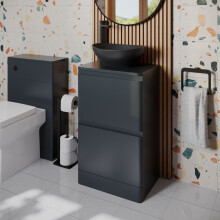 Regis Forma Anthracite Grey Freestanding Vanity Unit & Affine Roubaix Black Countertop Basin 500mm