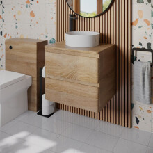 Regis Forma Wood Wall Hung Vanity Unit & Affine Lyon White Countertop Basin 600mm
