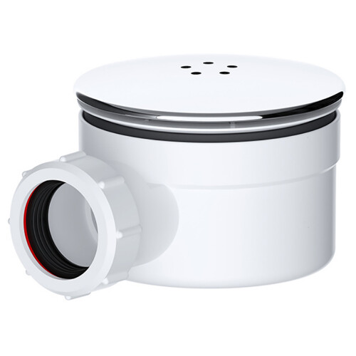 SPARES2GO Shower Trap for 90mm Tray Plug Hole 1.5" Drain Waste Dome Base Kit (Chrome Silver) 2