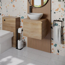 Regis Forma Wood Wall Hung Vanity Unit & Affine Roubaix White Countertop Basin 500mm