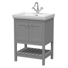 Park Lane Dover Cool Grey Traditional Freestanding Vanity Unit & Basin - 600mm