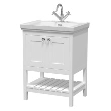 Park Lane Dover Pure White Traditional Freestanding Vanity Unit & Basin - 600mm
