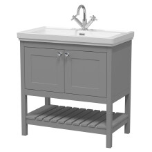 Park Lane Dover Cool Grey Traditional Freestanding Vanity Unit & Basin - 800mm
