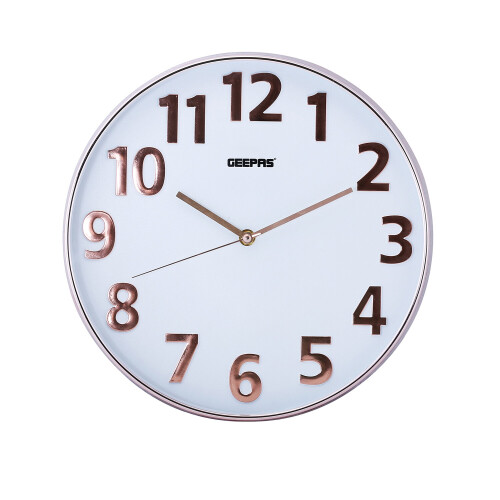 GEEPAS GEEPAS Wall Clock, 12 Non-ticking Analog Wall Clock 3D Rose Gold Dial